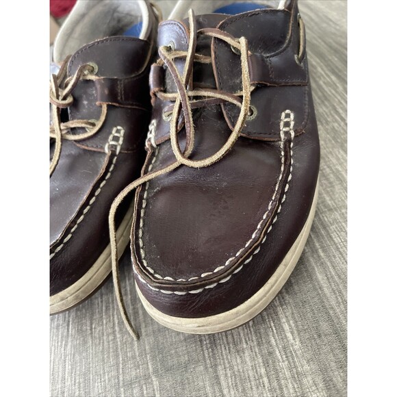 L.L. Bean Lakeside Boat Shoe Three Eye Men's 13 W Brown Leather 287220 - Picture 2 of 6